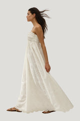Etta Maxi Dress Bianca Broderie — model side