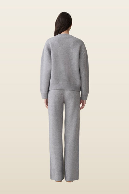 Evan Knit Wide Leg Pants - Grey Marle — model back