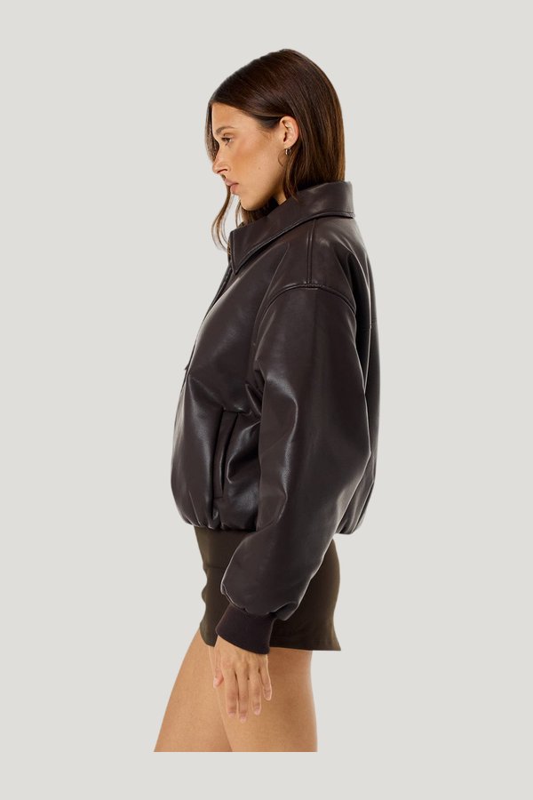 Faux Leather Bomber Jacket — carry 3