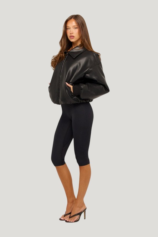Faux Leather Bomber Jacket — carry 3