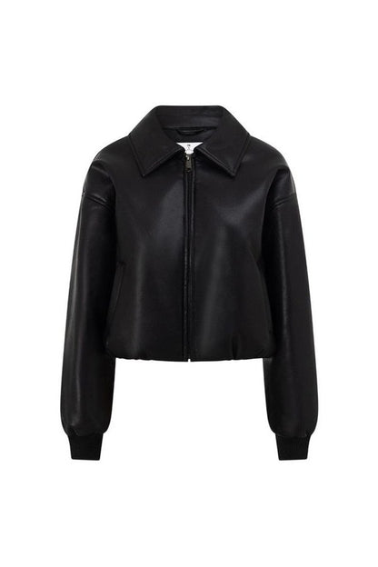 Faux Leather Bomber Jacket — packshot