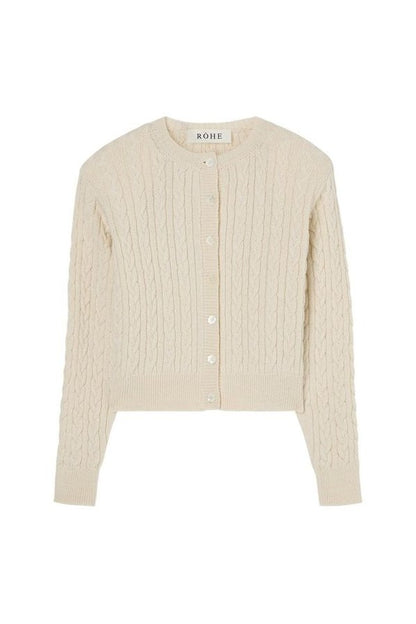 Fine merino cable cardigan — packshot