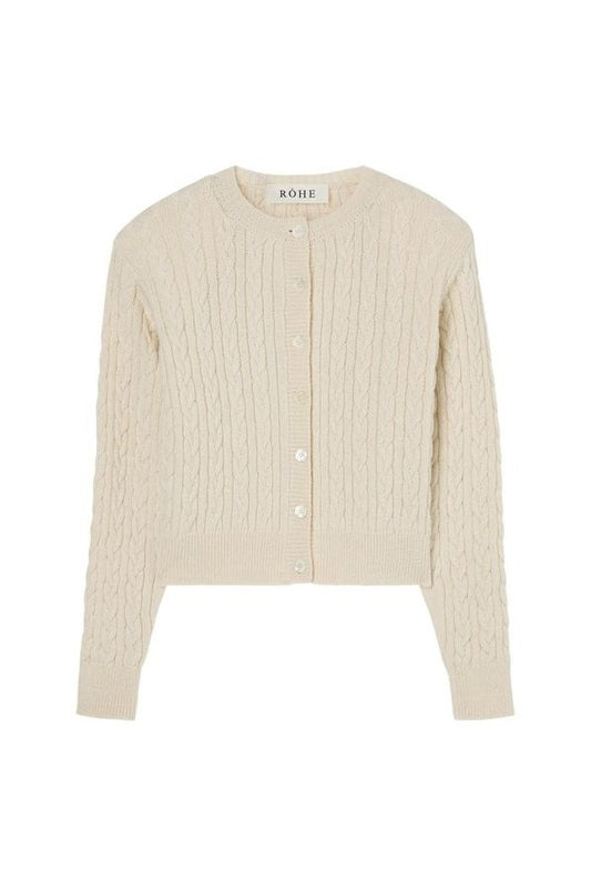 Fine merino cable cardigan — packshot