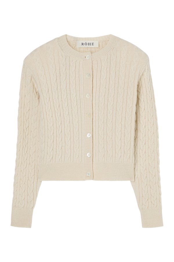 Fine merino cable cardigan — packshot