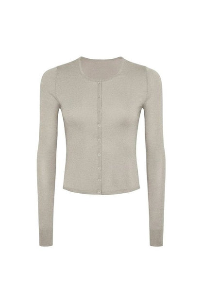 Fitted Heather Grey Cardigan — packshot