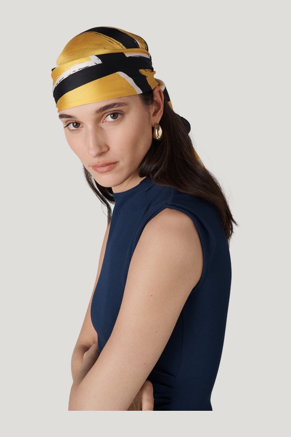 Flag Silk Scarf — model side