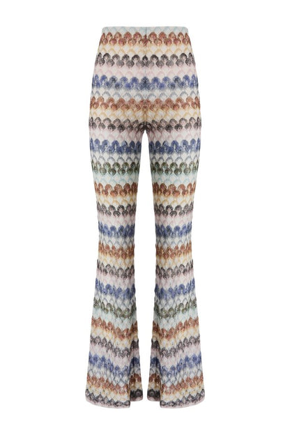 Flare viscose lamé trousers with lace motif — packshot