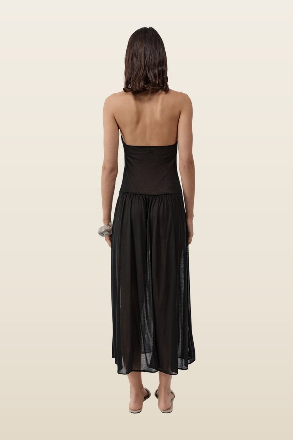 Fluid Jersey Halter Dress — model back