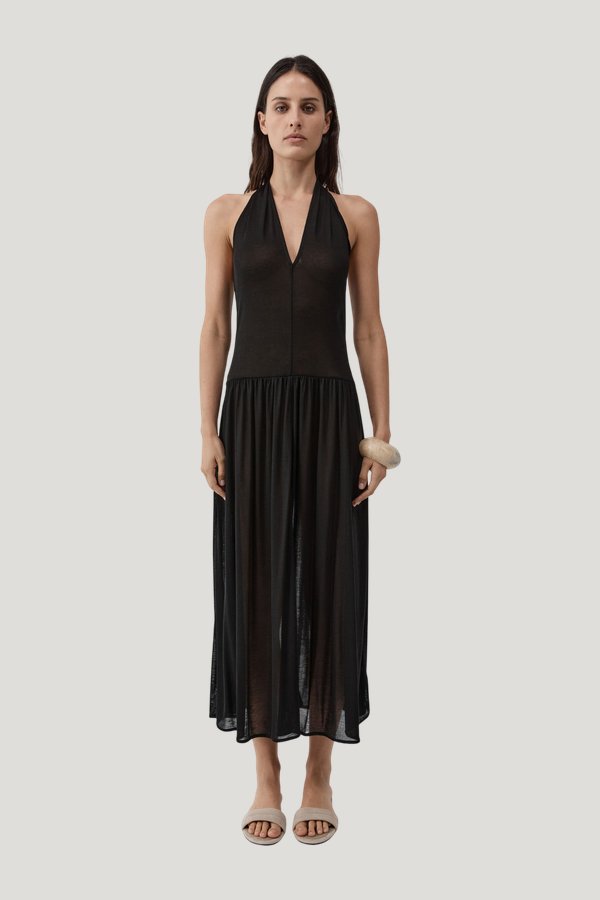 Fluid Jersey Halter Dress — model front