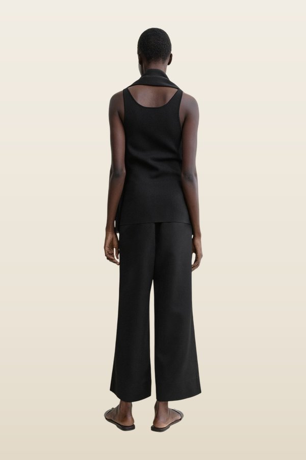 Fluid satin trousers — model back