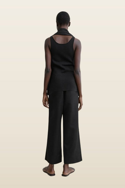 Fluid satin trousers — model back