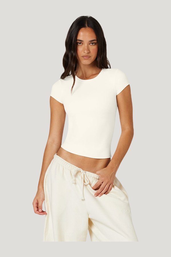 Form Capped Sleeve Tee | Milk — model front
