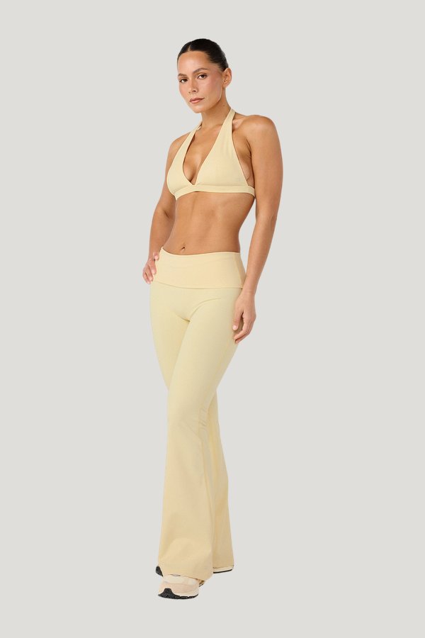 Form Invisible Scrunch Flare Fold Over Leggings | Butter — model side