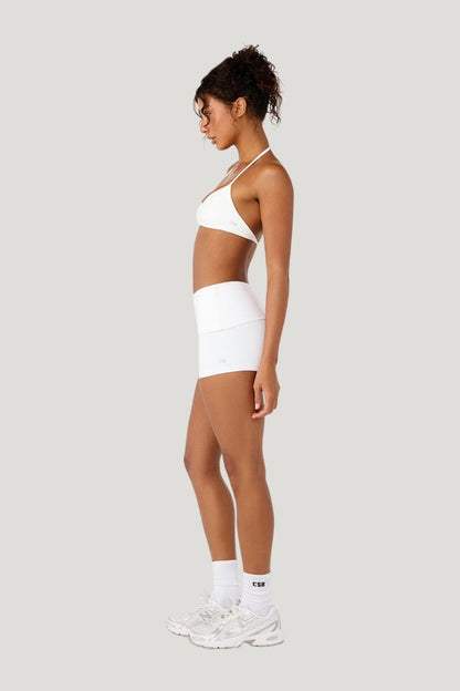 Form Invisible Scrunch Fold Over Shorts — model side