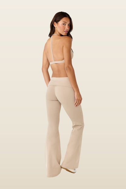 Form Invisible Scrunch Flare Fold Over Leggings | Fawn — model back