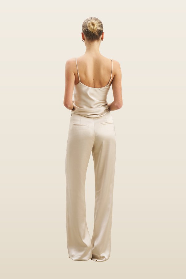 Formal Satin Straight Leg Trousers — model back