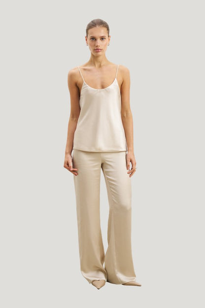 Formal Satin Straight Leg Trousers — model front
