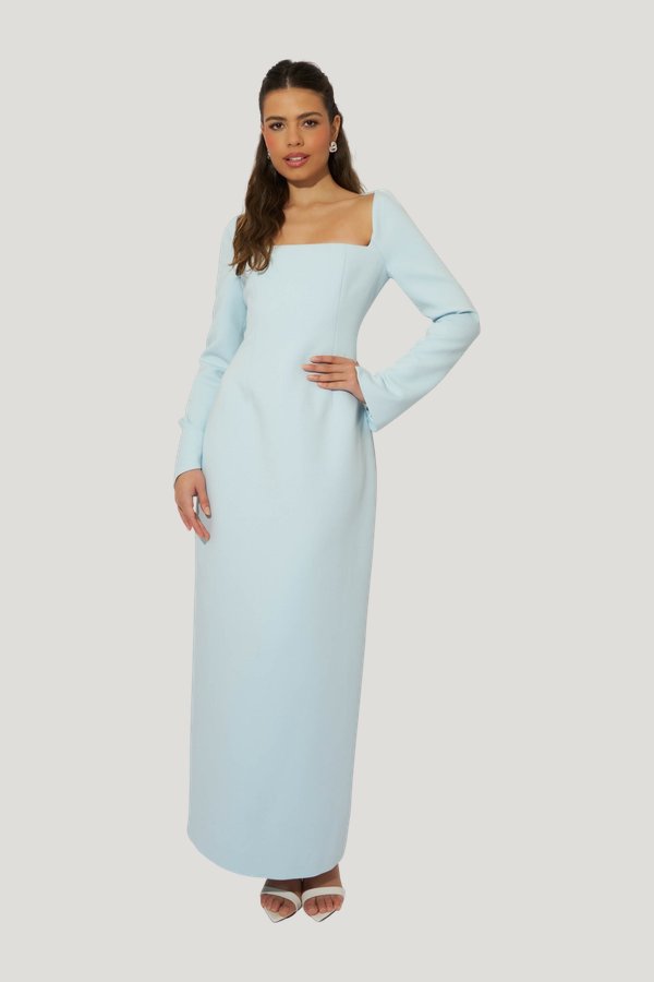 Framed Neckline Maxi Dress — model front