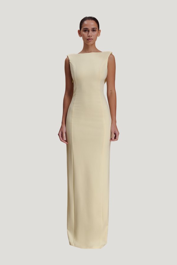 Galilea Crepe Draped Maxi Dress — model front