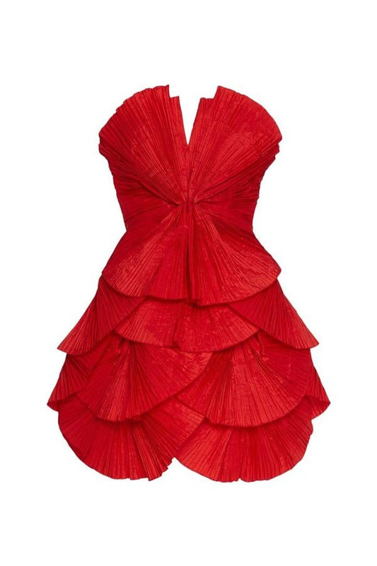 80's Red Pleated Mini Dress — packshot