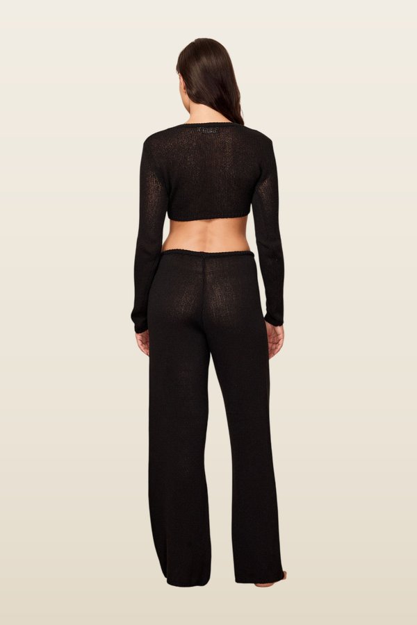 Genoa Cardigan - Black Open Jersey — model back
