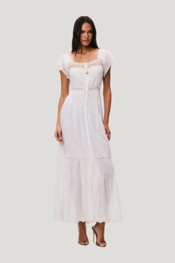 Georgine Cotton Lace Maxi Dress — model front