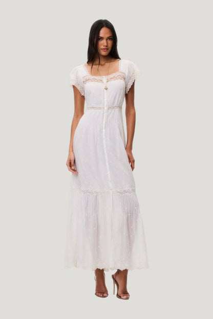Georgine Cotton Lace Maxi Dress — model front