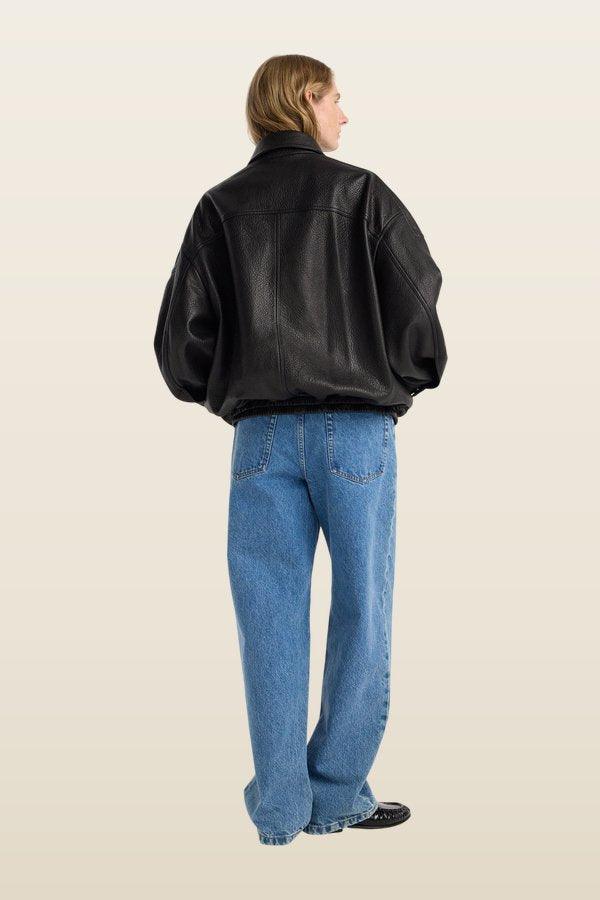 Grain leather aviator jacket — model back