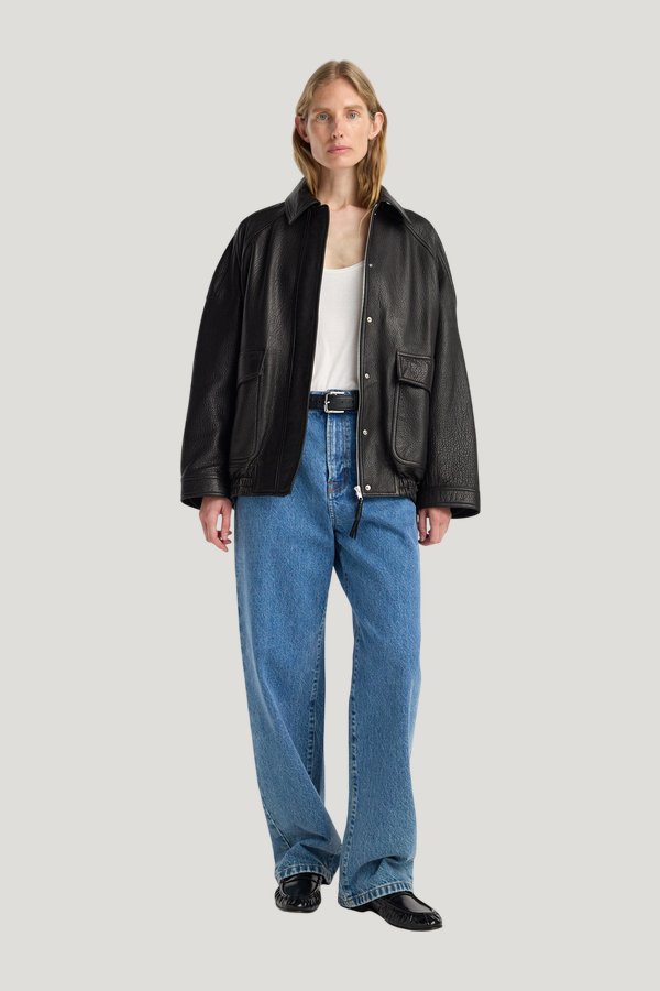 Grain leather aviator jacket — model front