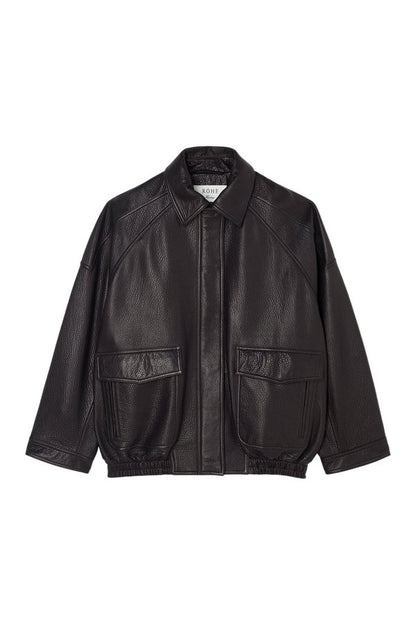 Grain leather aviator jacket — packshot