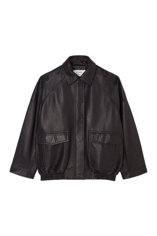 Grain leather aviator jacket — packshot
