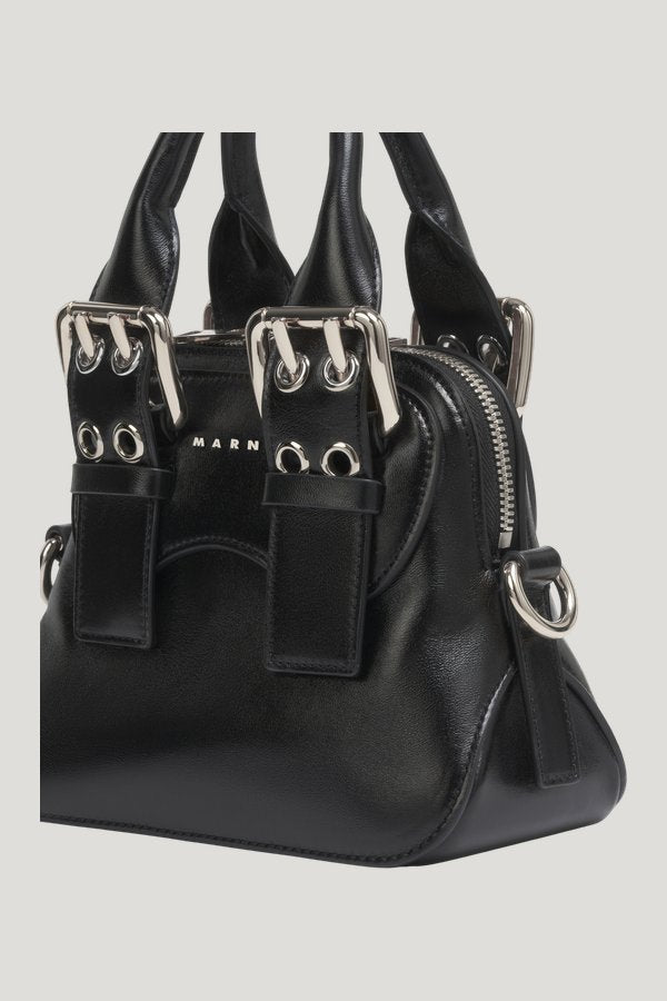 Black leather mini Belte Bag — extra