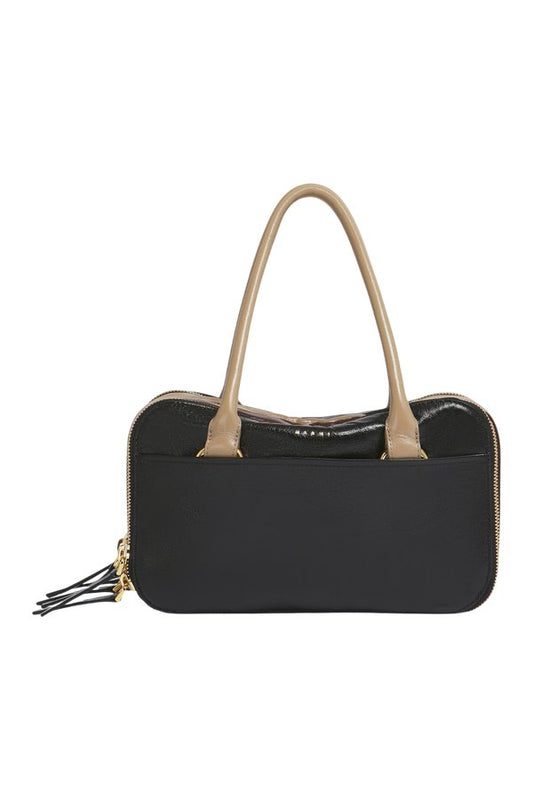 Black, brown and taupe leather small Boxyne bag — packshot