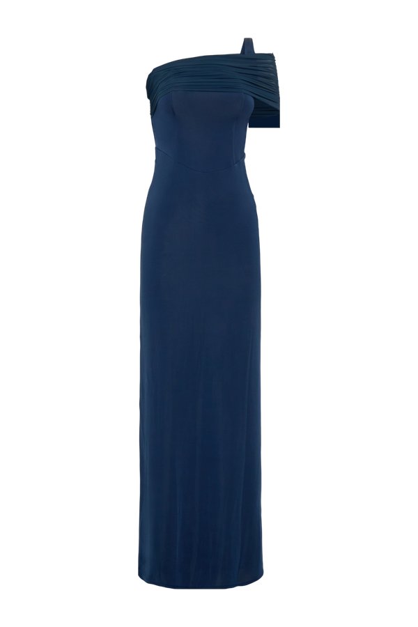 Hanh One Shoulder Mesh Maxi Dress - Ink — packshot