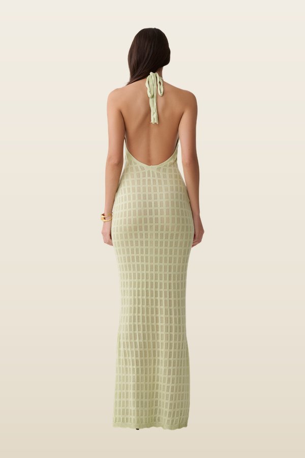 Hayley Halter Knit Maxi Dress — model back