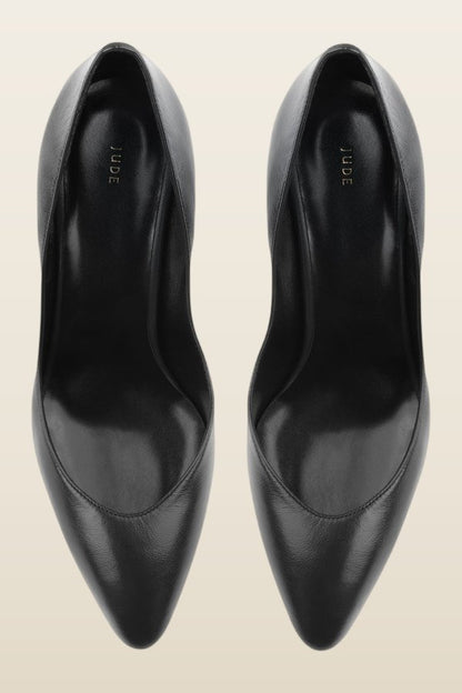 Haze Pump in Black Creased Leather — model back