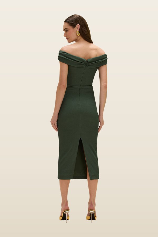 Hilda Knit Off Shoulder Midi Dress — model back
