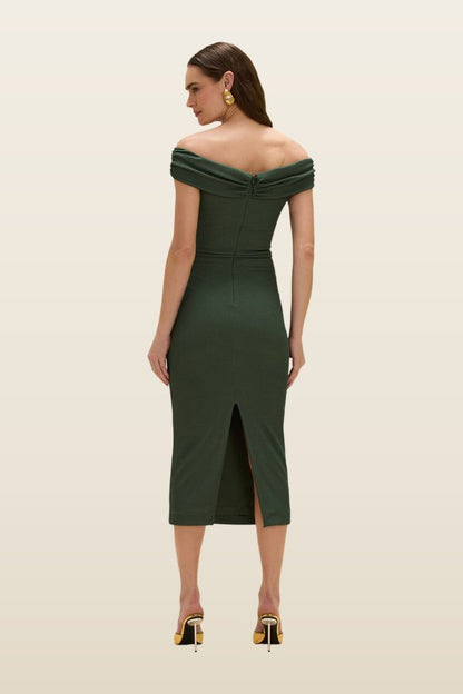 Hilda Knit Off Shoulder Midi Dress — model back