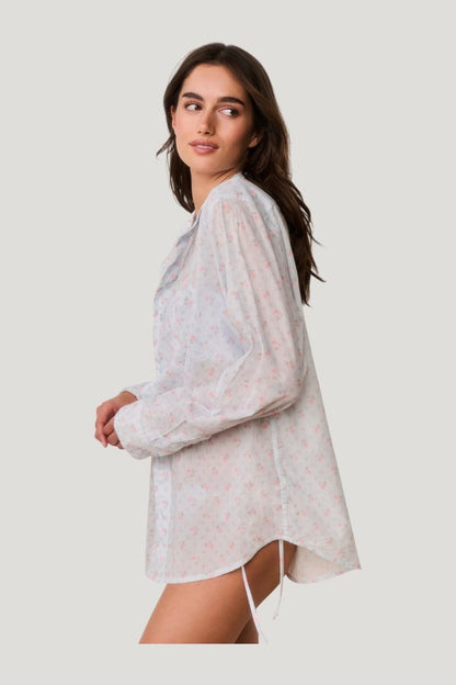 Hudley Floral Cotton Unisex Shirt — model side