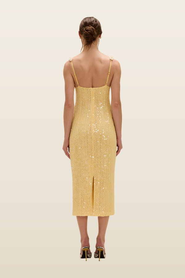 Iara Crochet Flowers Midi Dress — model back