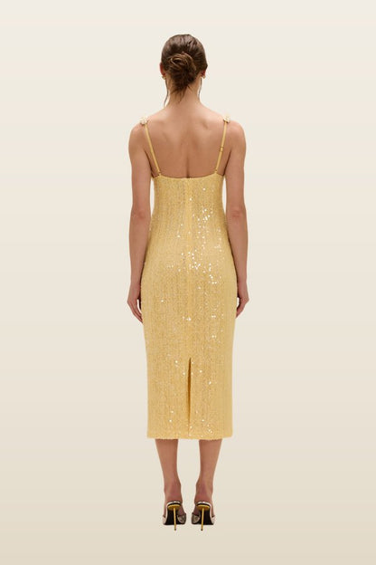 Iara Crochet Flowers Midi Dress — model back