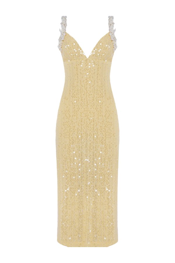 Iara Crochet Flowers Midi Dress — packshot