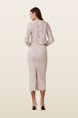 Ilse Lace Midi Pencil Skirt — model back