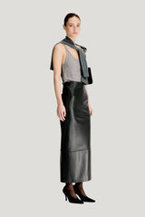 INGA Leather maxi skirt — model side