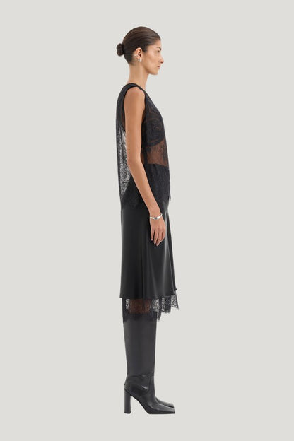Ingrid Lace Midi Skirt — model side
