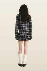 Ivana Pleated Mini Skirt Checked — model back