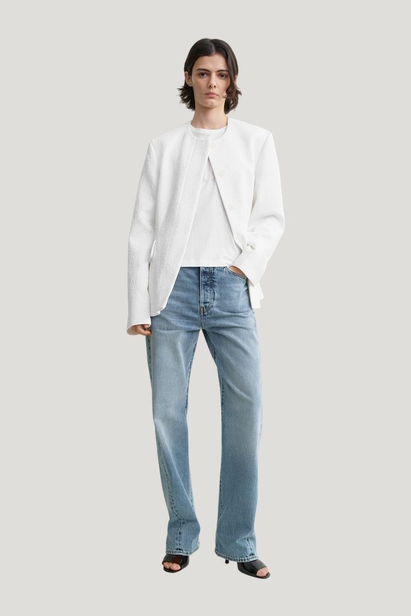 Jacquard cotton jacket optic — model front