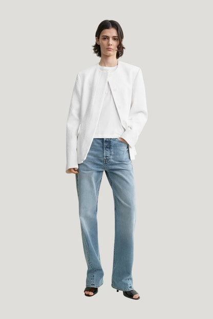 Jacquard cotton jacket optic — model front