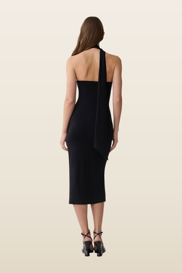 Jemma One Shoulder Tie Midi Dress — model back