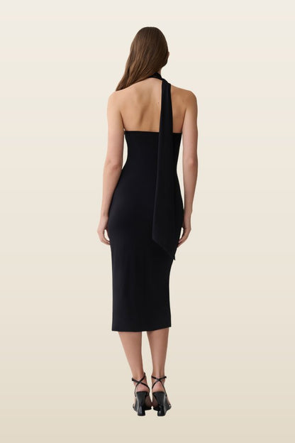 Jemma One Shoulder Tie Midi Dress — model back